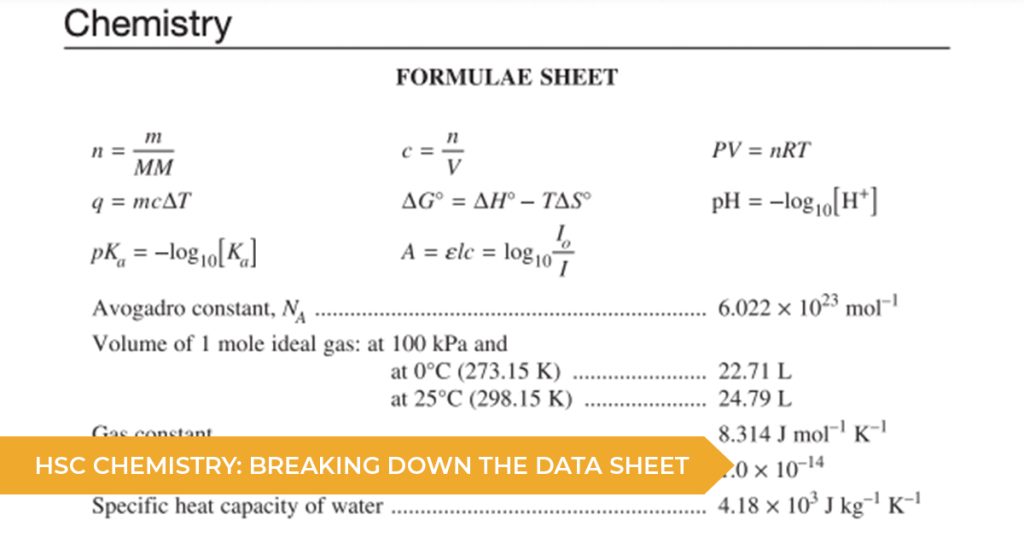 HSC Chemistry: Breaking Down The Data Sheet